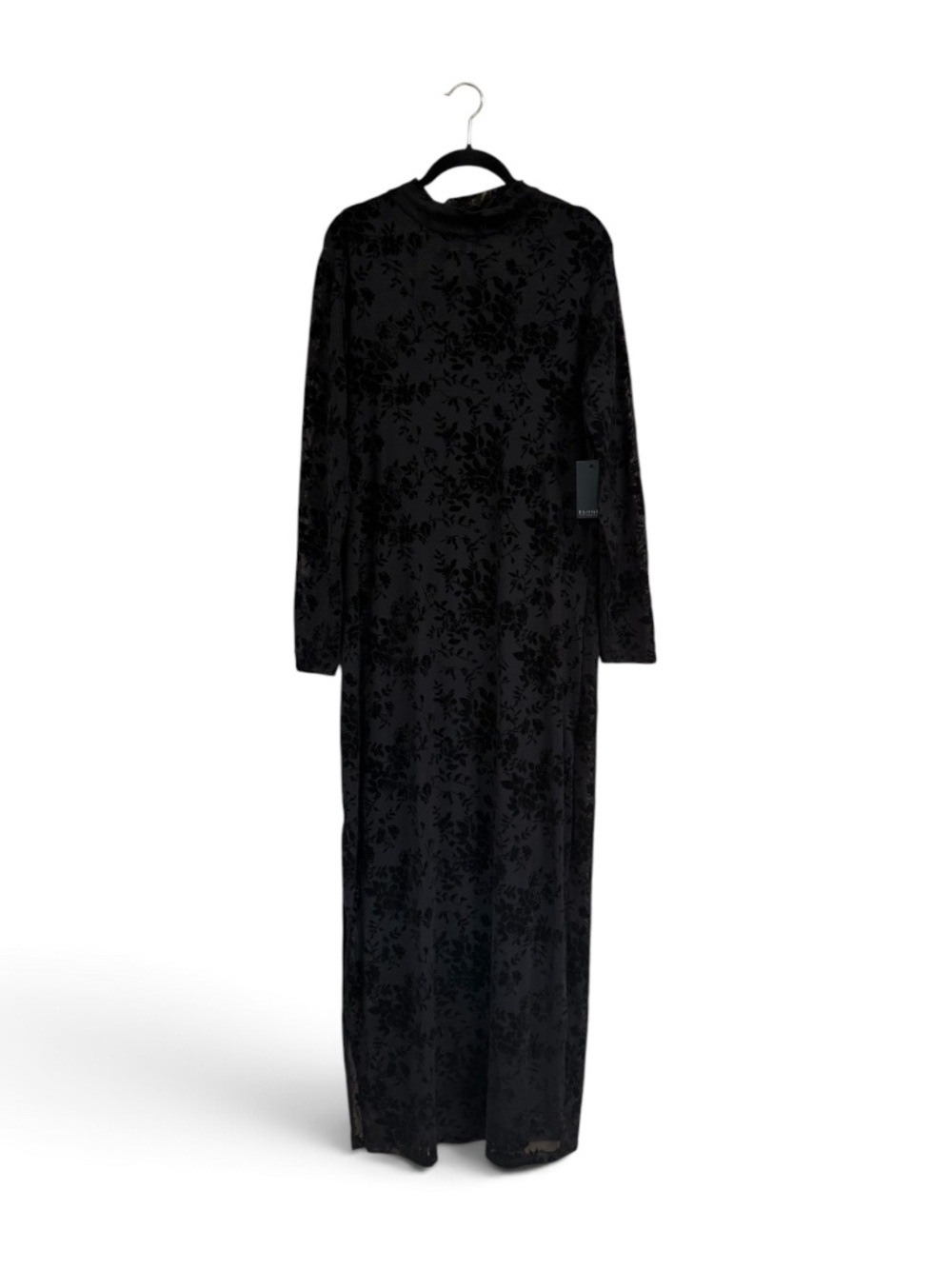 Eloquii - Black Mesh/Burnout Velvet Long Dress